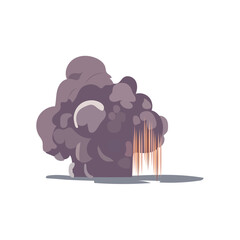 Volcano of colorful set. This design skillfully conveys the raw power of a volcano, with swirling clouds of smoke and molten lava. Vector illustration.