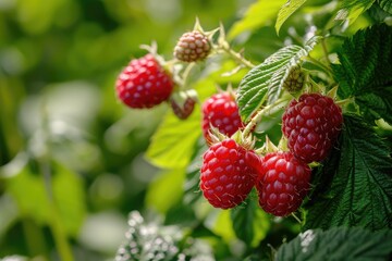 Raspberry harvest in the garden.