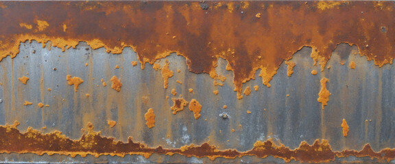 Weathered iron with brown rust patina. Decay on the metal surface.