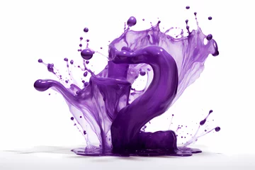 Küchenrückwand glas motiv Paint splash number 2 in purple on a white background © Stamplovesink