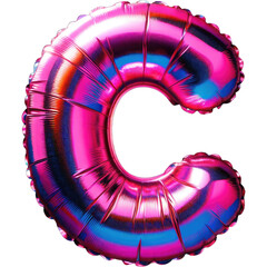 Letter C Pink Holographic Foil Balloon Clipart Metalic Font and Shiny for Festive Event Decor and Creative Design Projects Celebrate with Decorative Letters Isolated on a White Background