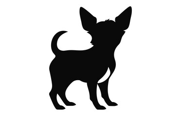 A Chihuahua Dog vector black Silhouette isolated on a white background