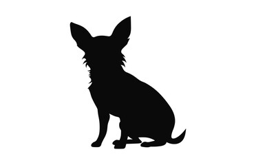 A Chihuahua Dog black Silhouette vector isolated on a white background