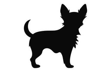 A Chihuahua Dog black Silhouette vector isolated on a white background