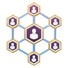 Obraz premium Connected Network symbol 3d isolated on transparent background