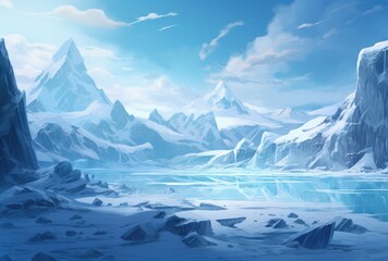 Frozen Mountain Landscape Painting