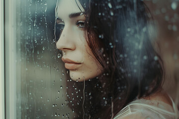 Blick der Traurigkeit: Einsamkeit und Deprimiertheit an einem regnerischen Tag