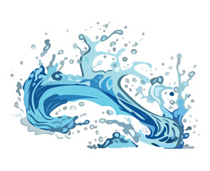 Naklejka premium Water splash of colorful set. A whimsical cartoon design featuring a water splash invites viewers to appreciate the dynamic and graceful nature of water. Vector illustration.