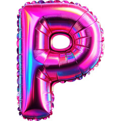 Letter P Pink Holographic Foil Balloon Clipart Metalic Font and Shiny for Festive Event Decor and Creative Design Projects Celebrate with Decorative Letters Isolated on a White Background