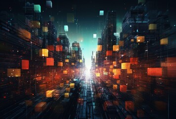 Abstract Cityscape With Cubes