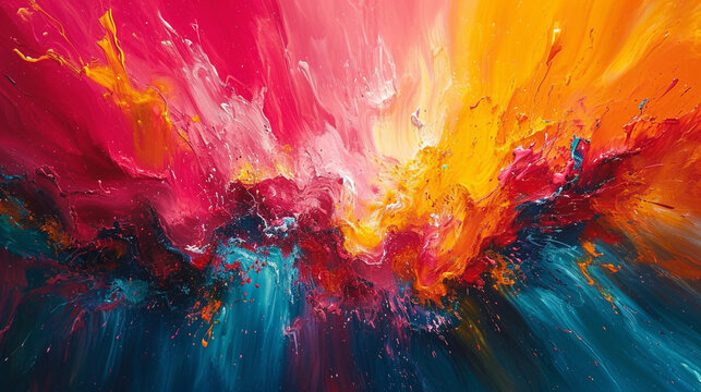 A chaotic dance of paint drips and splatters, evoking a sense of freedom.