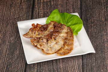 Roasted sliced pork fat bacon