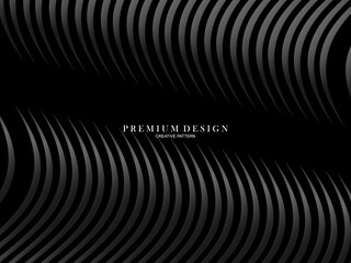 Abstract futuristic dark black background with waving design. Realistic 3d wallpaper with luxurious flowing lines. Elegant background for posters, websites, brochures, cards, banners, apps etc.	