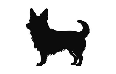 A Corgi Dog black Silhouette vector isolated on a white background