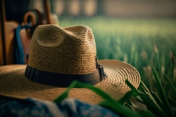straw hat on a fence