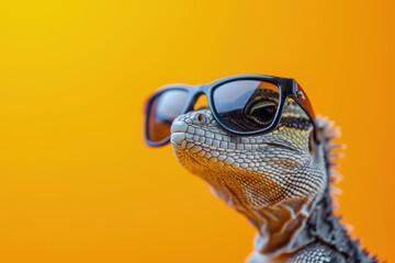 Close-up of Lizard With Sunglasses - obrazy, fototapety, plakaty