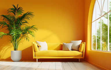 Modern Living room with Yellow Sofa