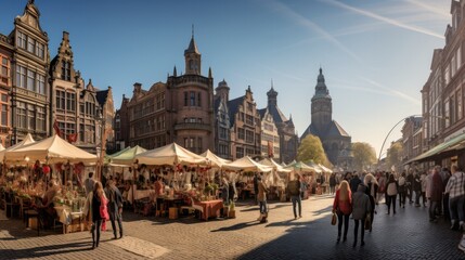 Unidentified people visit the famous flea market in Frankfurt, Germany.