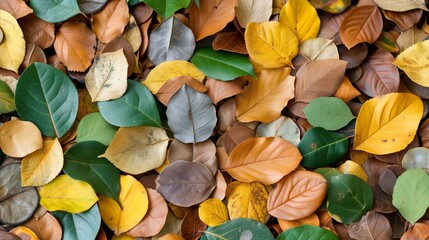 Colorful assortment of autumn leaves background texture