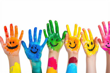 Hands with Grinning Smiles on white background