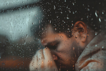 Melancholie im Regen: Mann in der Trostlosigkeit eines regnerischen Tages