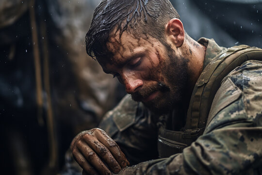 soldier after a fight