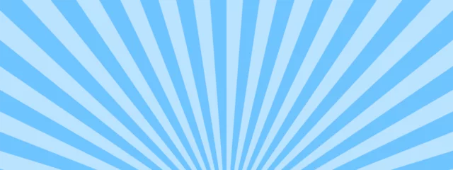 Fototapeten シンプルな集中線　サンバースト　青　水色　素材　バナー　背景　横　横長  バナー © samemen
