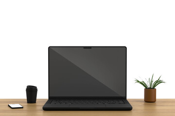 Fototapeta premium Laptop on wooden Table