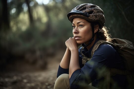 Shot Of A Young Woman Taking A Break From Her Mountain Bike Ride