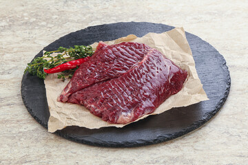 Raw beef machete steak for grill