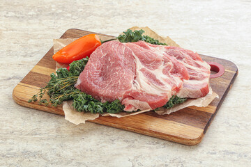 Raw pork neck for cooking