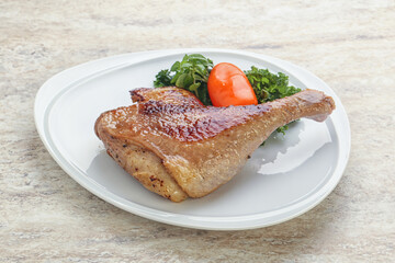 Roasted duck leg with orange sauce