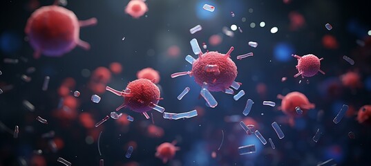 Illustration of bacteria demonstrating the concept of antimicrobial resistance to antibiotics - obrazy, fototapety, plakaty