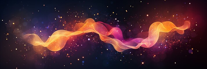 Abstract space background with dynamic data particles in scientific astronomical theme