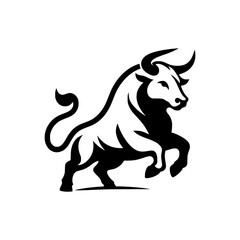 Dynamic Vector Logo Featuring a Charging Bull. Powerful Symbol of Strength and Resilience for Corporate Branding, Financial Services, and Marketing. Striking and Versatile logo on a white Background.