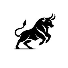 Dynamic Vector Logo Featuring a Charging Bull. Powerful Symbol of Strength and Resilience for Corporate Branding, Financial Services, and Marketing. Striking and Versatile logo on a white Background.