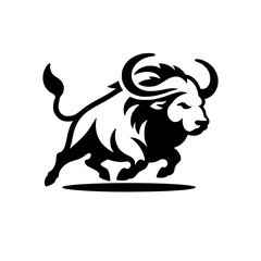 Fototapeta premium Dynamic Vector Logo Featuring a Charging Bull. Powerful Symbol of Strength and Resilience for Corporate Branding, Financial Services, and Marketing. Striking and Versatile logo on a white Background.