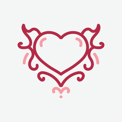 Vector Heart shape frame with vintage style on white background