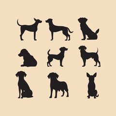 silhouette Buddy dog set Clipart
