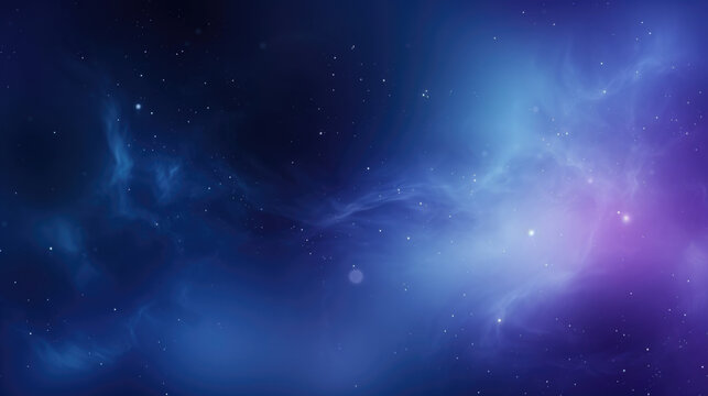 Ethereal cosmic nebula with stars in shades of blue and purple background © dvoevnore