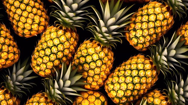 Pineapple fruit decorative background. generative ai