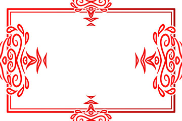 Beautiful frame flowers line art pattern of indonesian culture traditional tenun batik ethnic dayak ornament	