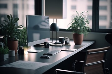 modern office interior with desk
