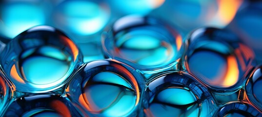 Vibrant and colorful abstract reflections of glass circle shapes on a background composition