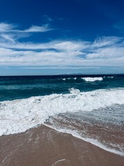 Waved ocean, blue ocean horizon, seascape horizon background, natural ocean view