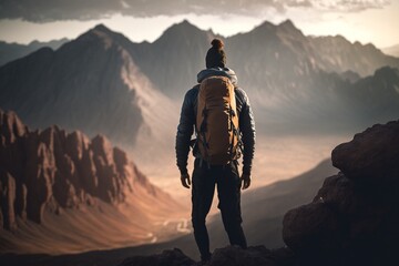 Fototapeta na wymiar silhouette of a person on a mountain top