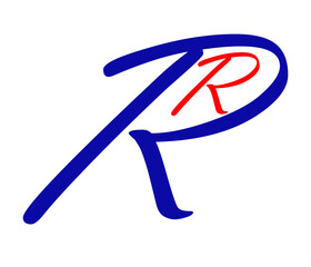 Abstraction. Sign on a blue background. Art design. Figure. Symbol and letter. Name of the company. Logo. Graphic element. Design. Illustration.