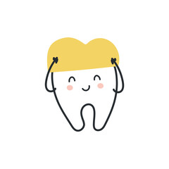 Dental crown icon vector illustration. Dentist outline icon. Healthy Tooth fairy. Concept of medical cabinet, children dentistry.