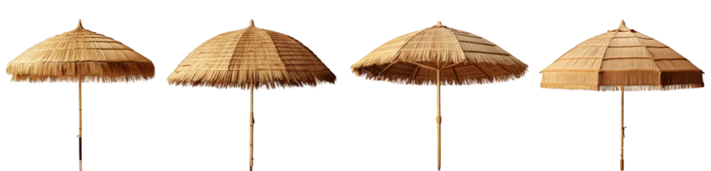 Foto op Canvas Straw Beach Umbrella Isolated on white Background PNG © FIAZ