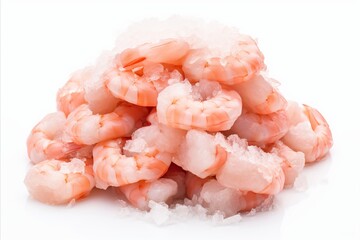 Tasty red boiled shrimps on white background, beautifully presented and ready to be enjoyed